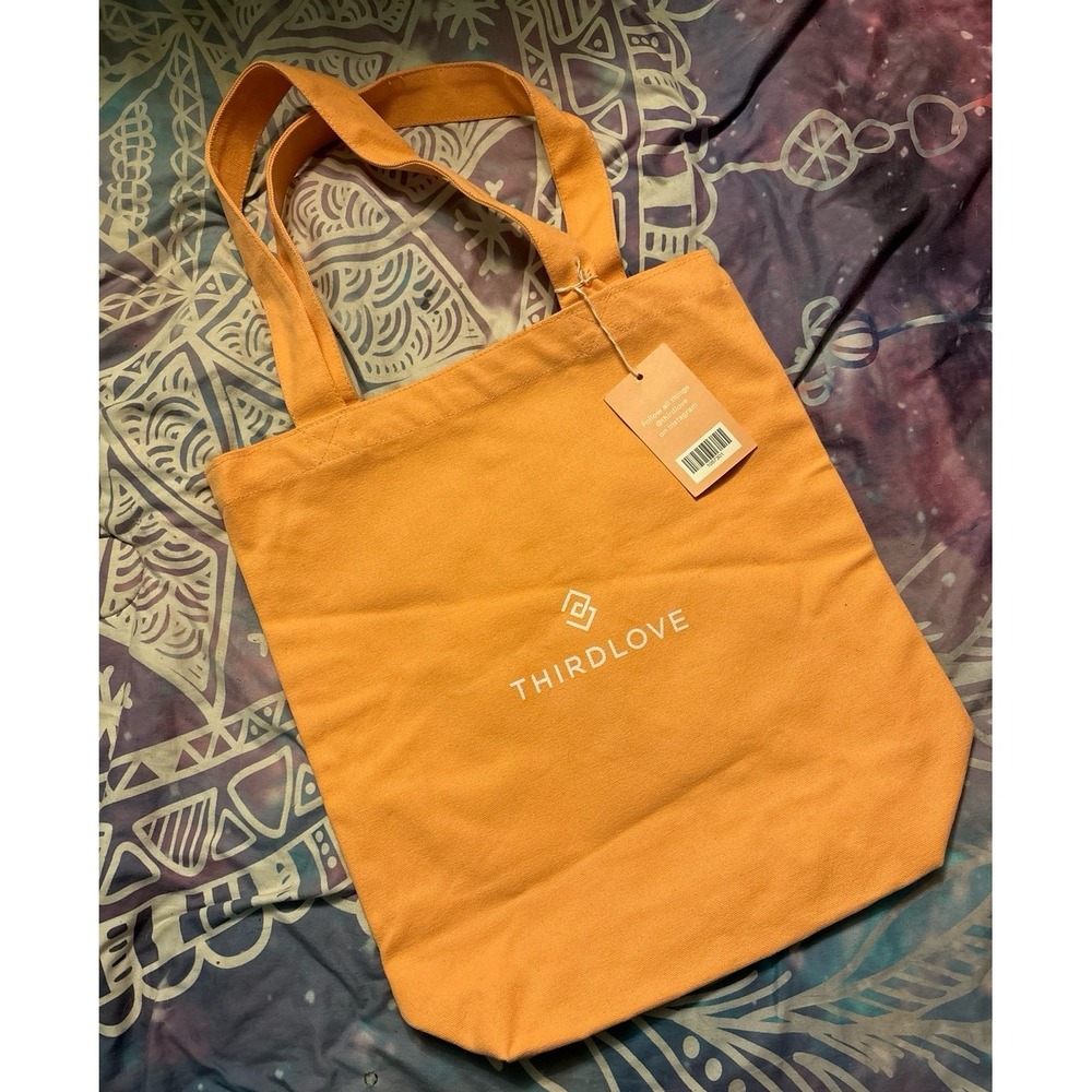 NEW ThirdLove Peachy Pink Canvas Tote Bag w/ Boobies Print Lining